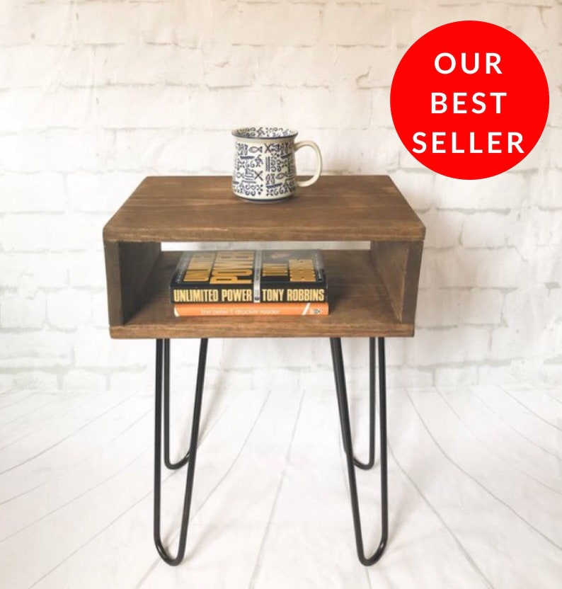 Small Nightstand Bed Side Table Handmade Mid Image 0