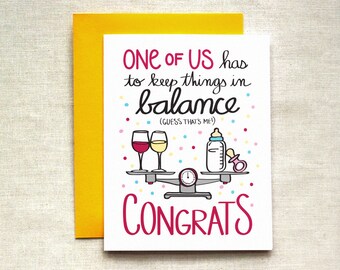 Funny Baby Shower Card, New Baby Card, Baby Congrats Card, Pregnancy Card, New Mom Card