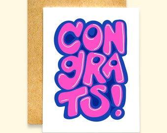 Carte de félicitations | Carte Graffiti Félicitations | carte pour diplômé | Carte de félicitations | Carte de fin d'études