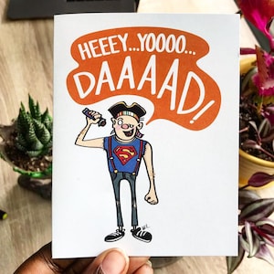 Hé, yoooo, dieu merci ! Carte | Carte inspirée des Goonies pour la fête des pères | Carte drôle de fête des pères | Salut les gars | Carte unique pour la fête des pères