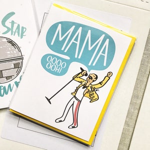 Tarjeta Mama OOOOOO / Tarjeta divertida para mamá / Tarjeta del Día de la Madre de Freddie Mercury / Boho Rhapsody / Tarjeta del Día de la Madre de Queen / Tarjeta del Día de la Madre