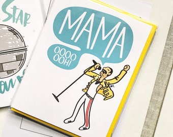 Mama OOOOOO Card | Funny Card for Mom | Freddie Mercury Mother's Day Card | Bohemian Rhapsody | Queen Mother's Day Card | Mother's Day Card