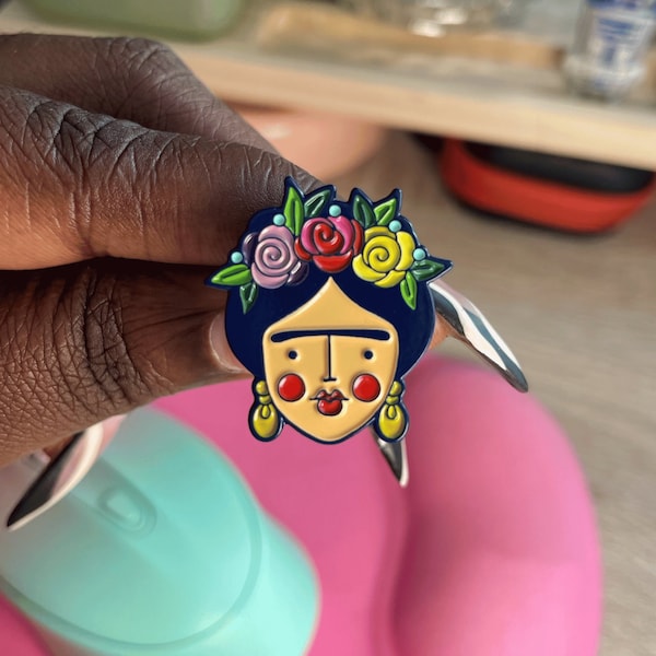 Frida Kahlo Enamel Pin, Feminist Artist Lapel Pin