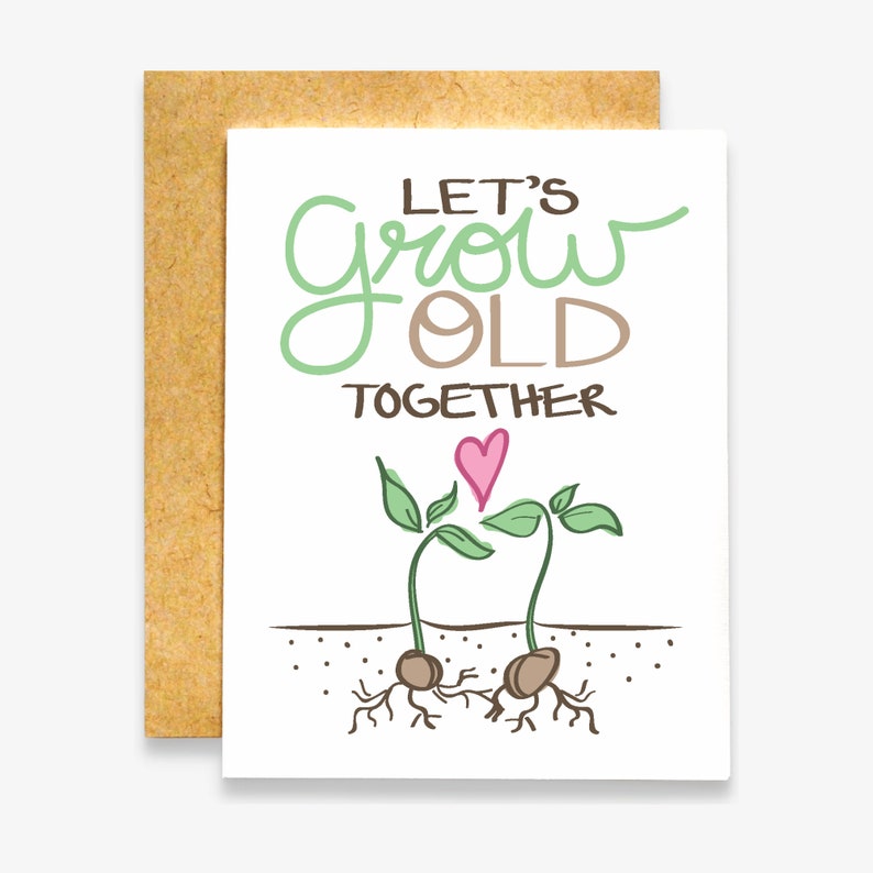 Let's Grow Old Together Plant Card Love Card I Love You Card Engagement Card image 2