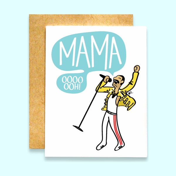 Mama OOOOOO Card | Funny Card for Mom | Freddie Mercury Mother's Day Card | Bohemian Rhapsody | Queen Mother's Day Card | Mother's Day Card