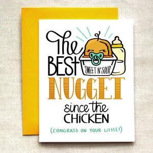 Funny New Baby Card, Baby Shower Card, Chicken Nugget Card, Pregnancy Card, New Mom Card