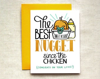 Funny New Baby Card, Baby Shower Card, Chicken Nugget Card, Pregnancy Card, New Mom Card