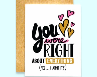 You Were Right About Everything Card | Funny Mother's Day Card | Mom Was Right Card | Card for Mom