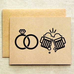 Cartão de casamento de felicidades com cervejas, cartão de parabéns de casamento, cartão emoji, cartão de casamento fofo, cartão de casamento simples, cartão de noivado