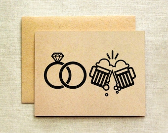 Cheers with Beers Wedding Card, Wedding Congratulations Card, Emoji Card, Cute Wedding Card, Simple Wedding Card, Engagement Card