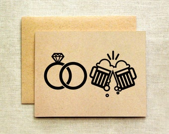 Cheers avec Beers Carte de mariage, Carte de félicitations de mariage, Carte Emoji, Carte de mariage mignonne, Carte de mariage simple, Carte de fiançailles