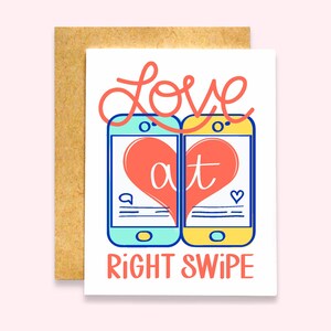 Amore a destra Swipe / Divertente biglietto di anniversario / Divertente biglietto di San Valentino / Divertente biglietto d'amore / Biglietto del primo anniversario / Biglietto dell'app di incontri