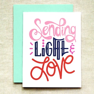 Envio de luz e amor (individual e conjunto de 4), conjunto de cartões, cartão Just Because, cartão de melhor amigo, papelaria, cartões de anotações