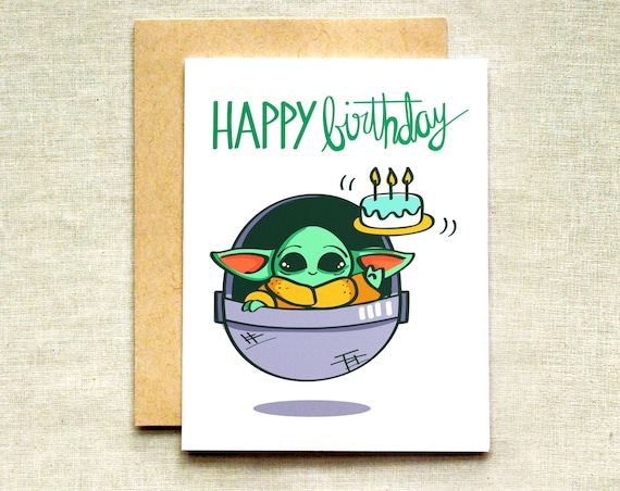 Baby Yoda Birthday Card Mandalorian Birthday Card Star Wars | Etsy