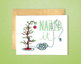 NAILED IT Christmas Card (Individual & Bulk Card Sets) | Tangled Christmas Lights | Funny Holiday Card | Nailed It Christmas Card