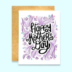 Cartão de Feliz Dia das Mães (Letras à Mão) | Cartão de Feliz Dia das Mães | Cartão de Dia das Mães | Cartão Letras à Mão | Cartão Desenhado à Mão