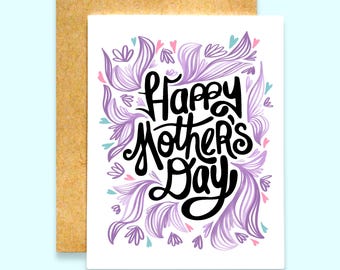 Hand-Lettered Happy Mother's Day Card | Floral Design