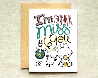 Funny New Baby Card, Baby Shower Card, Miss You Card, Pregnancy Card, New Mom Card