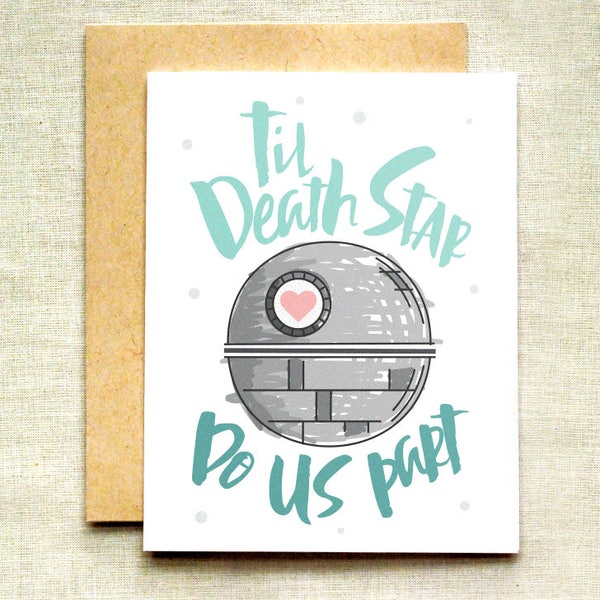 Star Wars trouwkaart, Death Star Card, Til Death Do Us Part Card, grappige trouwkaart, verlovingskaart