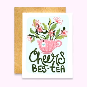 Cartão Cheers Bes-Tea | Cartão Bestie | Cartão Best Friend | Cartão Thinking of You