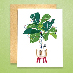 Cartão de Natal Fiddle Leaf Fig (conjuntos de cartões individuais e em massa) | Cartão de Natal Plant | Cartão de árvore de Natal | Cartão de Natal