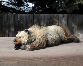 Escultura de oso de bronce · Arte de vida silvestre · Decoración del oeste · Arte rústico de cabaña · Bellas artes hechas a mano