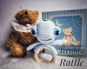 Amigurumi crochet pattern - Trenton Baby Rattle - rattle - baby - cotton - toy - turtle