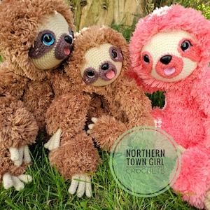 Amigurumi Crochet Pattern - Cuddlebun Sloth Family - Sloth - Cute - Adorable - Fluffy - Snuggles - Warm - Cuddly - Child - Baby