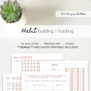 Habit Building and Tracking Printable Pack Habit Setting Routine Tracking Healthy Habits Daily Weekly Monthly Yearly New Habits image 1
