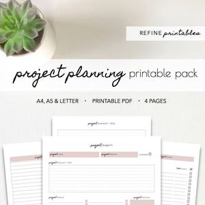 Project Planning Printable Pack, Project Planner, Printable, Minimalist Planner, Clean Design, A4, A5, Letter