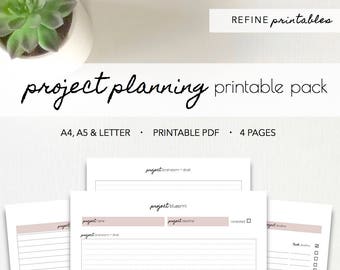 Project Planning Printable Pack, Project Planner, Printable, Minimalist Planner, Clean Design, A4, A5, Letter