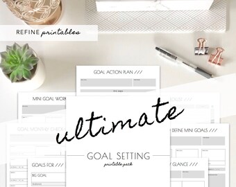 Goal Setting Printable, Goal Planner, Goal Worksheet, Printable, Sophisticated Minimal Printable Planner, Success Planner, A4, A5