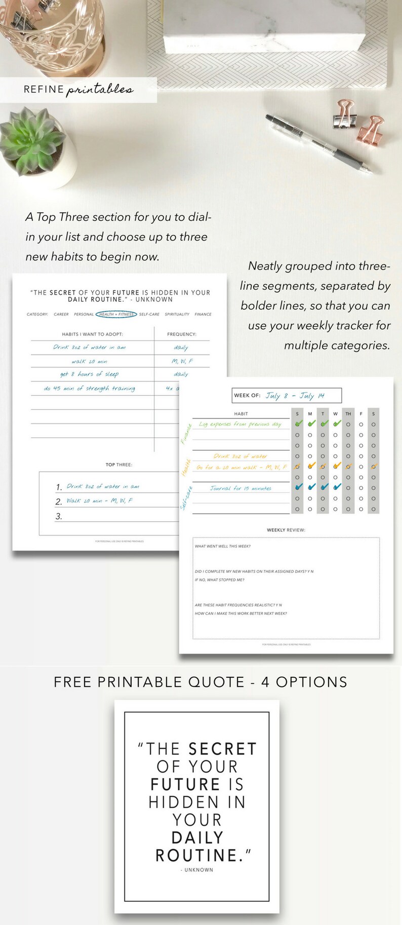 Habit Building and Tracking Printable Pack Habit Setting Routine Tracking Healthy Habits Daily Weekly Monthly Yearly New Habits image 2