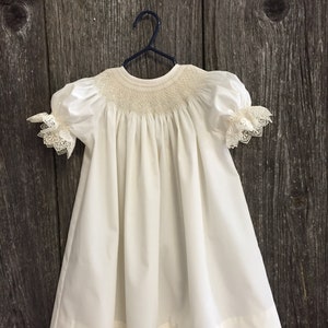 Ivory Heirloom Hand Smocked Bishop Dress