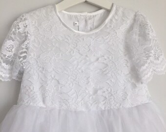 Lace & Tulle White Flower Girl Dress Size 6