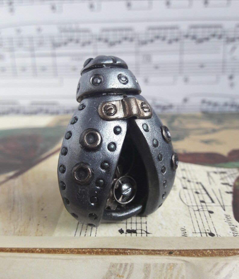 OOAK steampunk ladybird beetle rings beetle jewellery