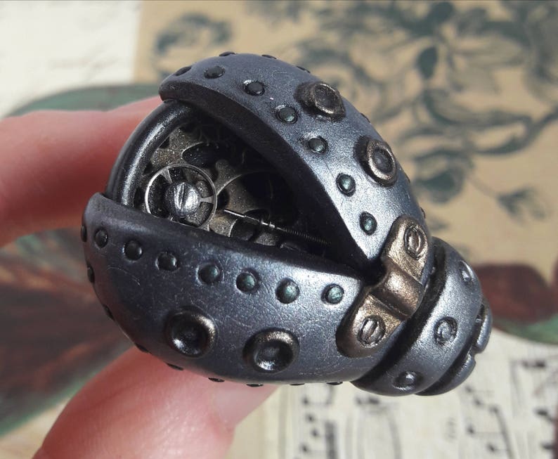 OOAK steampunk ladybird beetle rings beetle jewellery