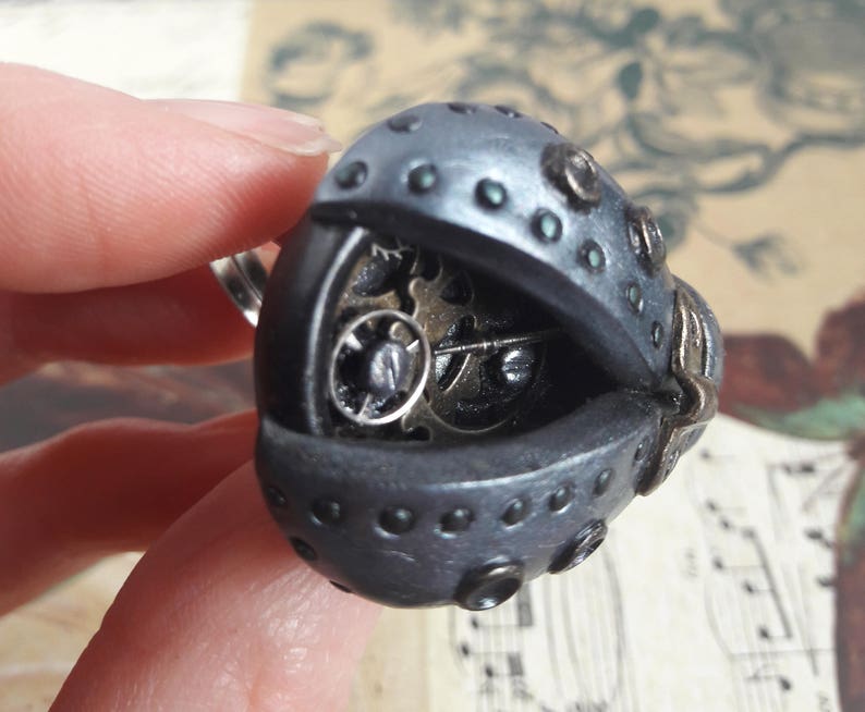 OOAK steampunk ladybird beetle rings beetle jewellery