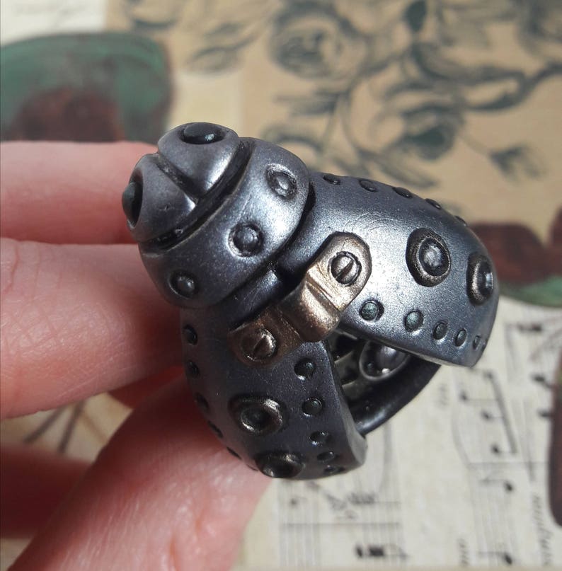 OOAK steampunk ladybird beetle rings beetle jewellery