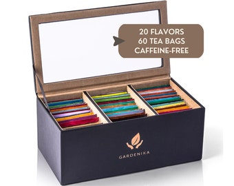 Herbal Tea Bags Sampler Set - Gift Box for Mother, Father, Friend - Birthday, Get Well - 60 ct, 18 Flavors - Caffeine Free Assortment