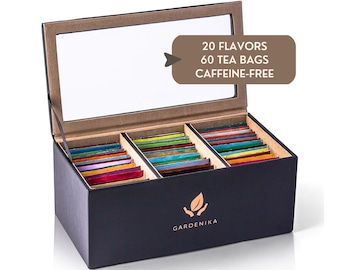 Kruidentheezakjes Sampler Set - Geschenkdoos voor moeder, vader, vriend - Verjaardag, Beterschap - 60 ct, 18 smaken - Cafeïnevrij assortiment