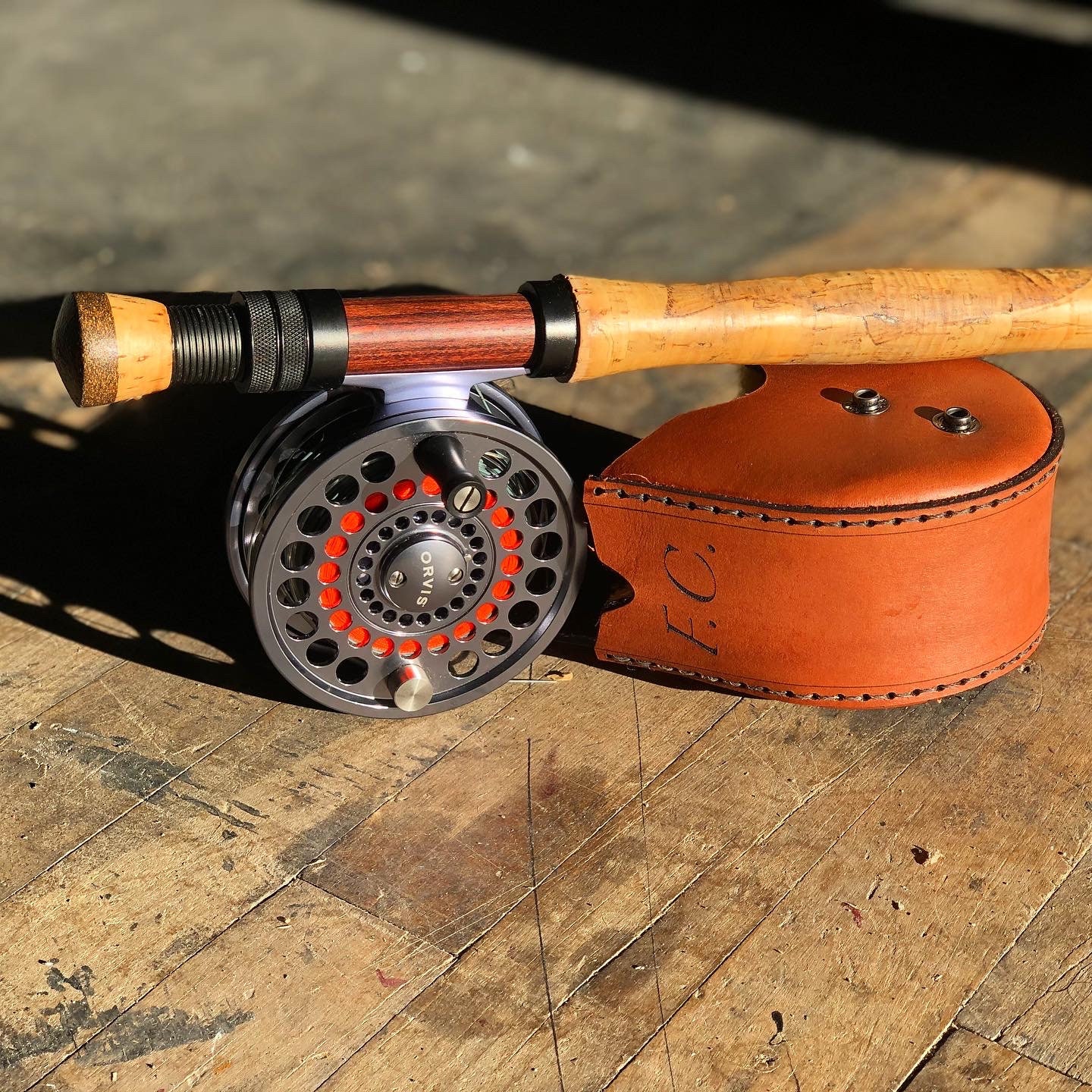 Fly Fishing Reel Case.leather Pouch. Reel Case .leather Disain  Crocodile.genuine Leather,handmade,gift,reel Box,fishing Reel,orginal,reel  