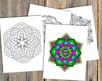 50 Easy Mandalas Printable, downloadable mandalas, pdf mandalas,