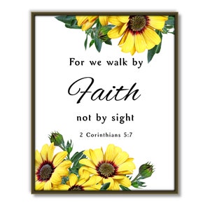 2 Corinthians 5:7, Printable scripture, Christian wall art, Bible verse wall art, printable verse, For we walk by faith, downloadable art