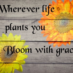 Grace digital download, life quote bloom with grace, grace digital art, wall art
