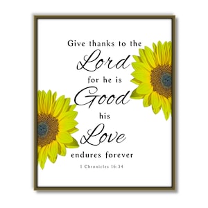 1 Chronicles 16:34, Printable bible verse, christian wall art, Printable scripture, Give thanks to the Lord, Bible quote