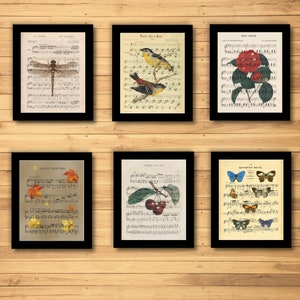 Sheet Music Wall art Bundle, 6 Printable sheet music pages, downloadable bundle, 8x10 sheet music posters, music art, downloadable wall art