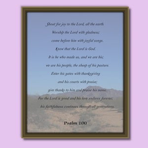 Psalm 100, Druckbare Bibelverse, Druckbare Psalmen, Schrift, Shout for joy, christliche Wandkunst, druckbare Wandkunst,