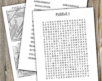 Printable Word Search Puzzles, 100 Large print word search, Random word word find, printable puzzle pages