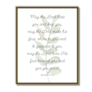 Printable blessing, Numbers 6:24-26, bible verse wall art, May the Lord bless you, Give you peace, Printable scripture, minimalist wall art